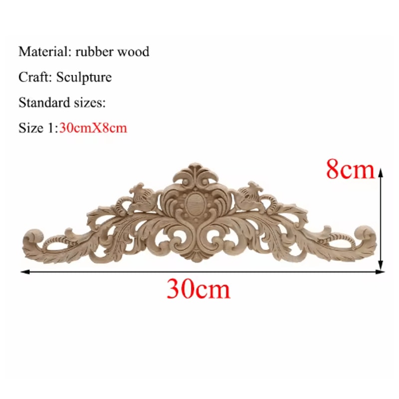 Rectangle Wood Carved Applique Vintage Unpainted Furniture Molding Decor 2