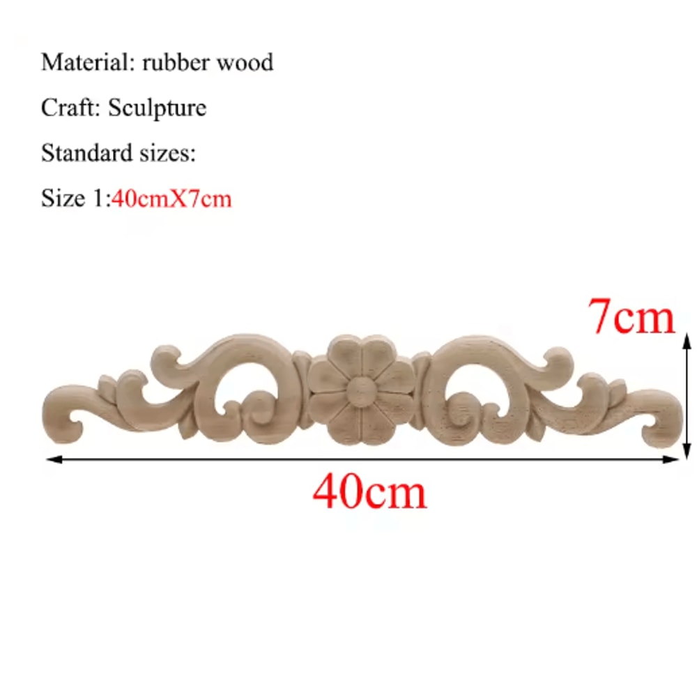 Rectangle Wood Carved Applique Vintage Unpainted Furniture Molding Decor 3