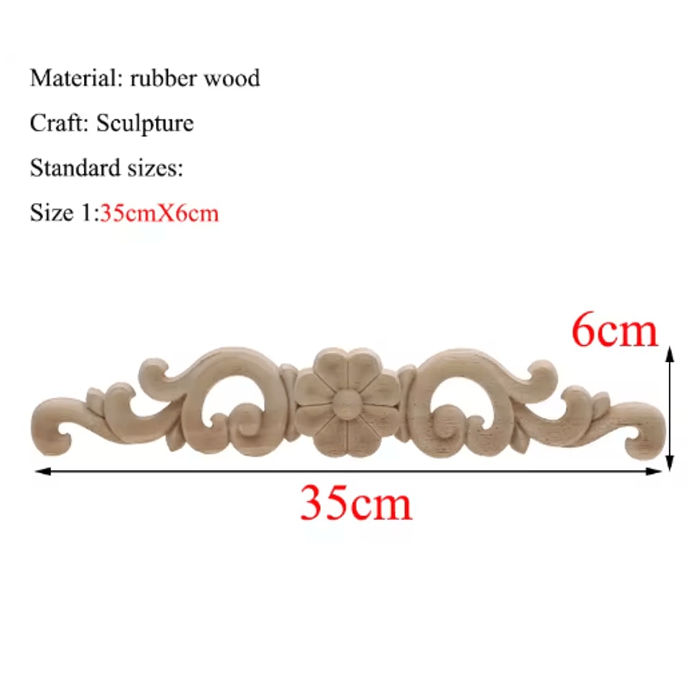 Rectangle Wood Carved Applique Vintage Unpainted Furniture Molding Decor 5