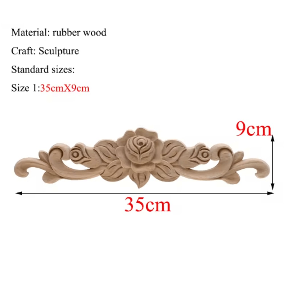 Rectangle Wood Carved Applique Vintage Unpainted Furniture Molding Decor 10