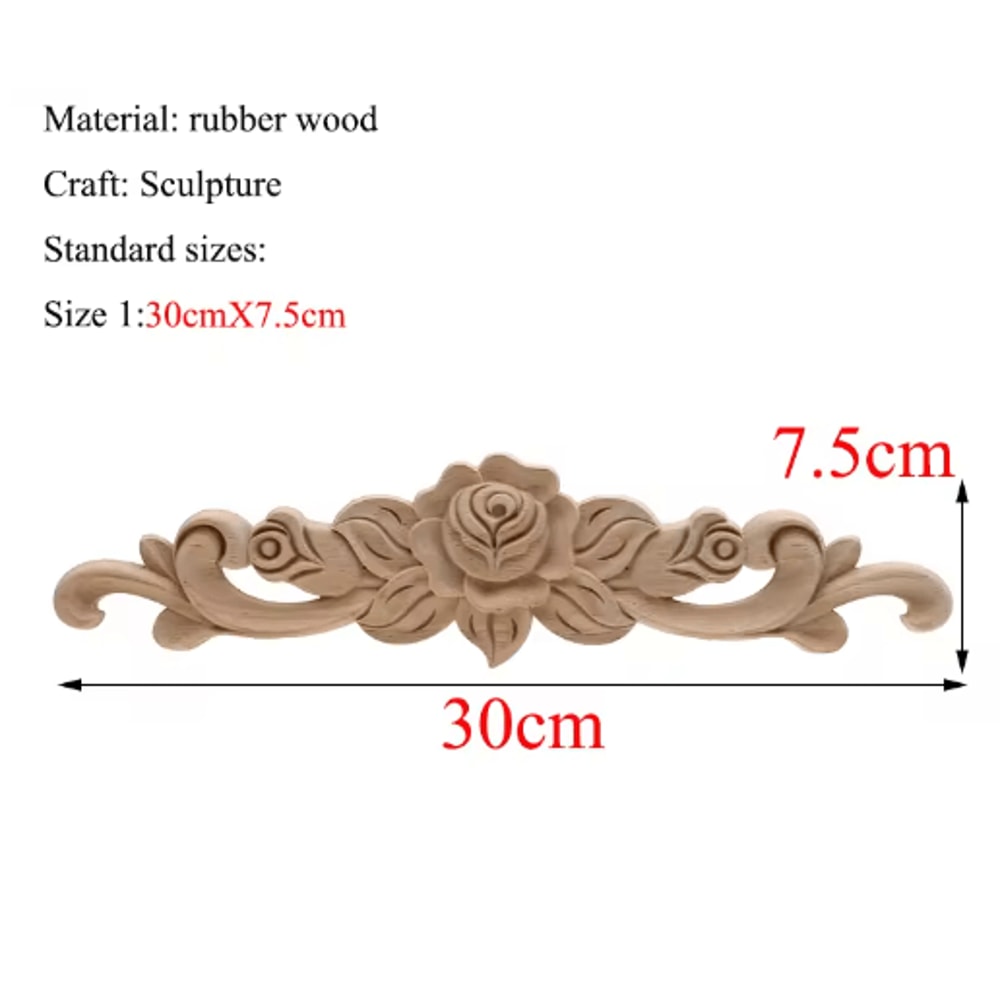 Rectangle Wood Carved Applique Vintage Unpainted Furniture Molding Decor 11