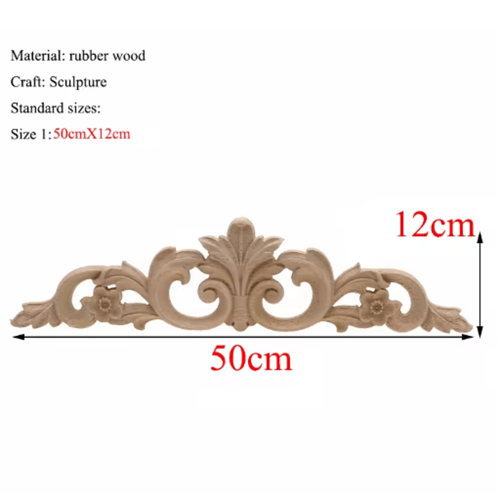 Rectangle Wood Carved Applique Vintage Unpainted Furniture Molding Decor 13