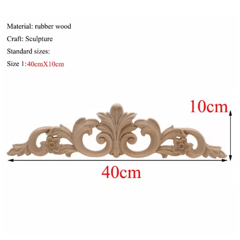 Rectangle Wood Carved Applique Vintage Unpainted Furniture Molding Decor 14