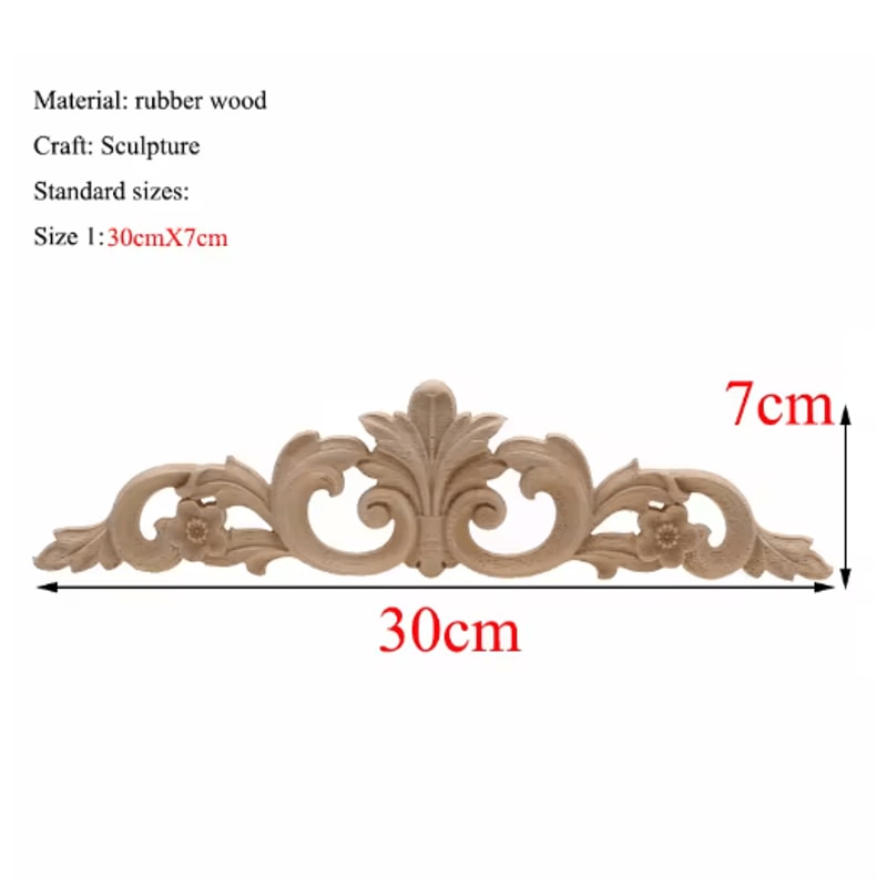 Rectangle Wood Carved Applique Vintage Unpainted Furniture Molding Decor 15