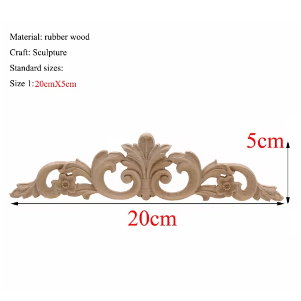 Rectangle Wood Carved Applique Vintage Unpainted Furniture Molding Decor 16