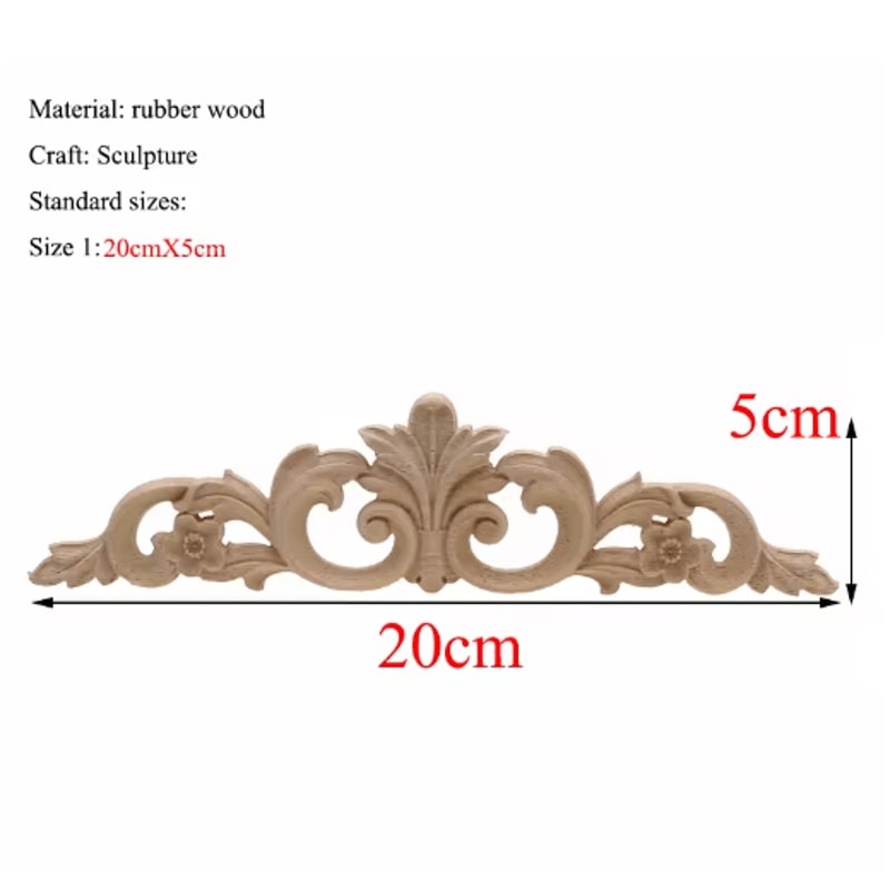 Rectangle Wood Carved Applique Vintage Unpainted Furniture Molding Decor 16