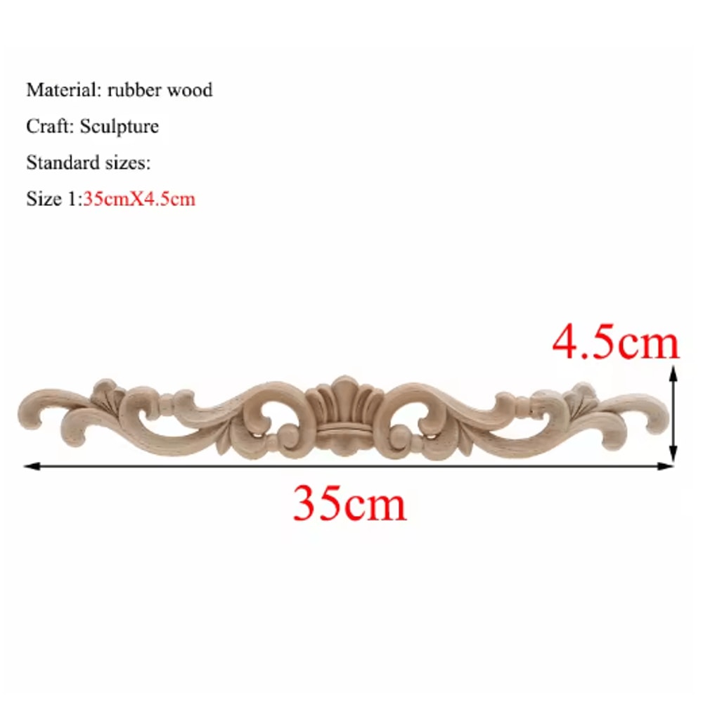 Rectangle Wood Carved Applique Vintage Unpainted Furniture Molding Decor 17