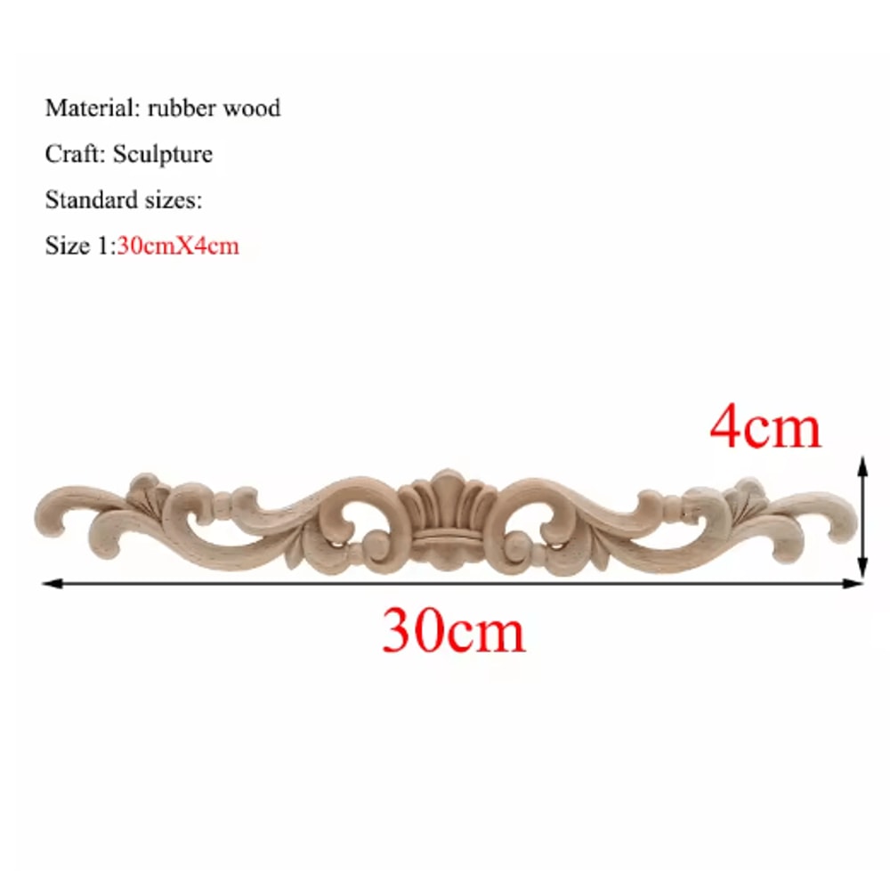 Rectangle Wood Carved Applique Vintage Unpainted Furniture Molding Decor 18