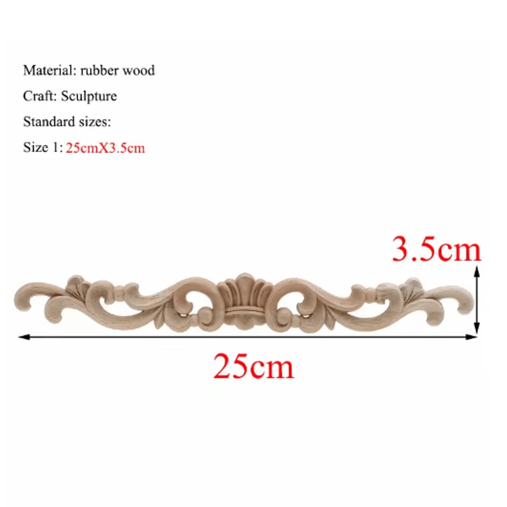 Rectangle Wood Carved Applique Vintage Unpainted Furniture Molding Decor 19
