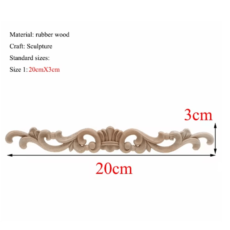 Rectangle Wood Carved Applique Vintage Unpainted Furniture Molding Decor 20