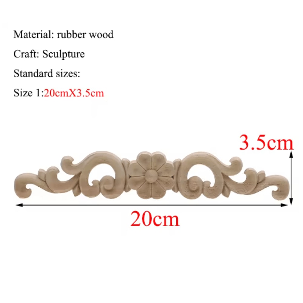Rectangle Wood Carved Applique Vintage Unpainted Furniture Molding Decor 7