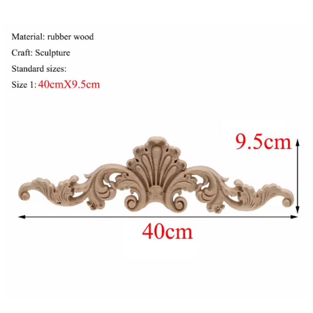 Rectangle Wood Carved Applique Vintage Unpainted Furniture Molding Decor 22