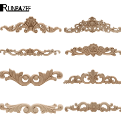 rectangle wood carved applique vintage unpainted furniture molding decor