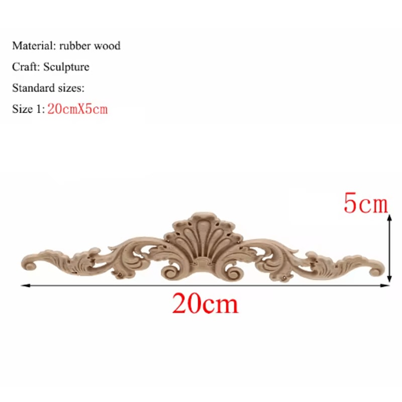 Rectangle Wood Carved Applique Vintage Unpainted Furniture Molding Decor 25