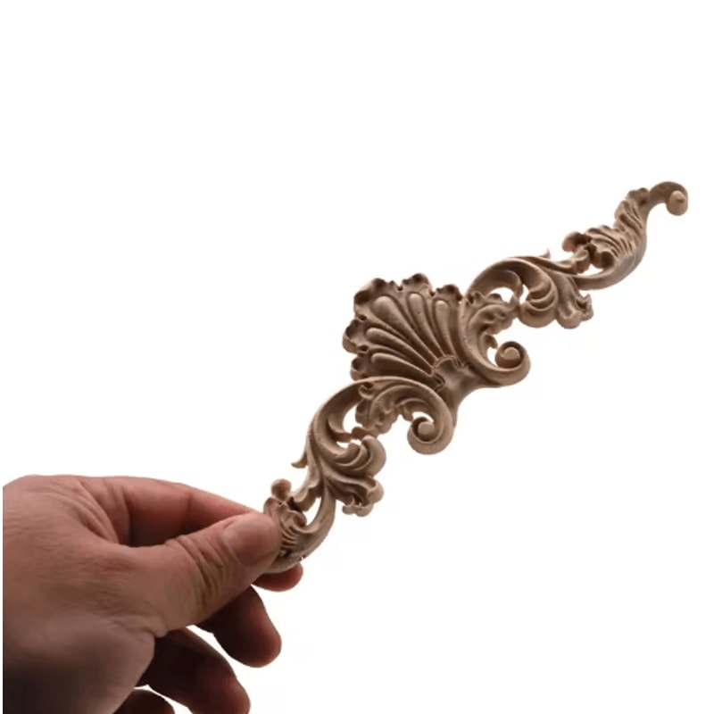 Rectangle Wood Carved Applique Vintage Unpainted Furniture Molding Decor 28