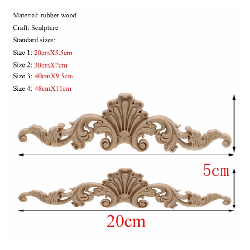 Rectangle Wood Carved Applique Vintage Unpainted Furniture Molding Decor 29