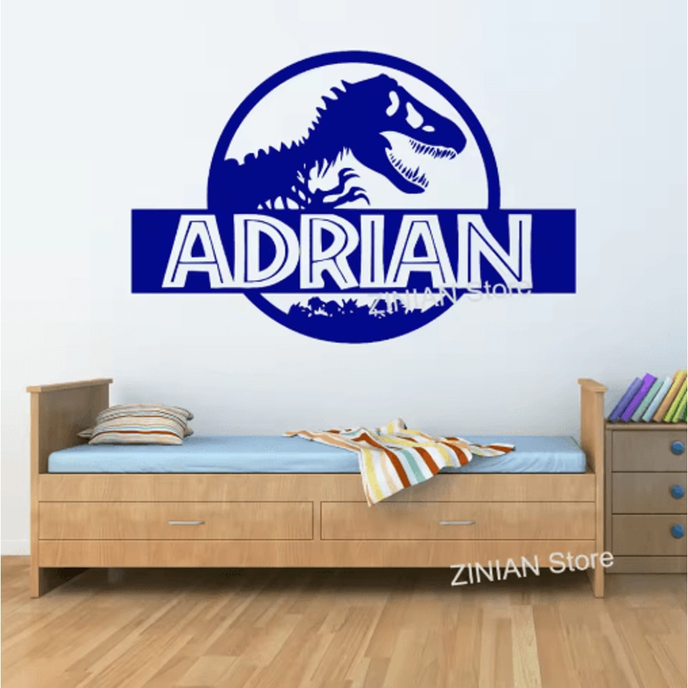 Personalized T Rex Dinosaur Wall Sticker Jurassic Kids Room Name Decal 3