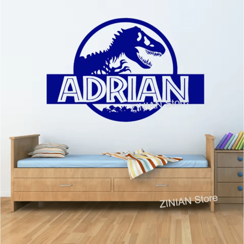 Personalized T Rex Dinosaur Wall Sticker Jurassic Kids Room Name Decal 3