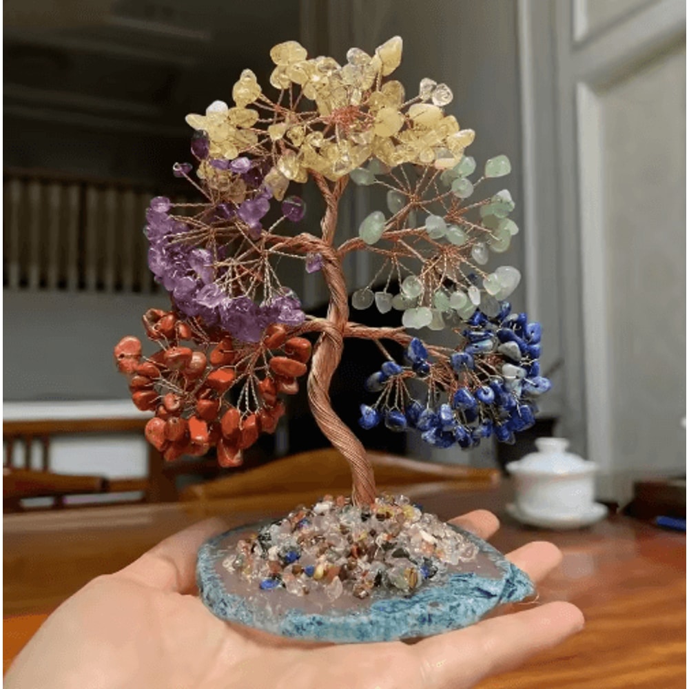 Seven Chakra Crystal Tree Of Life Feng Shui Healing Gem Decor 4