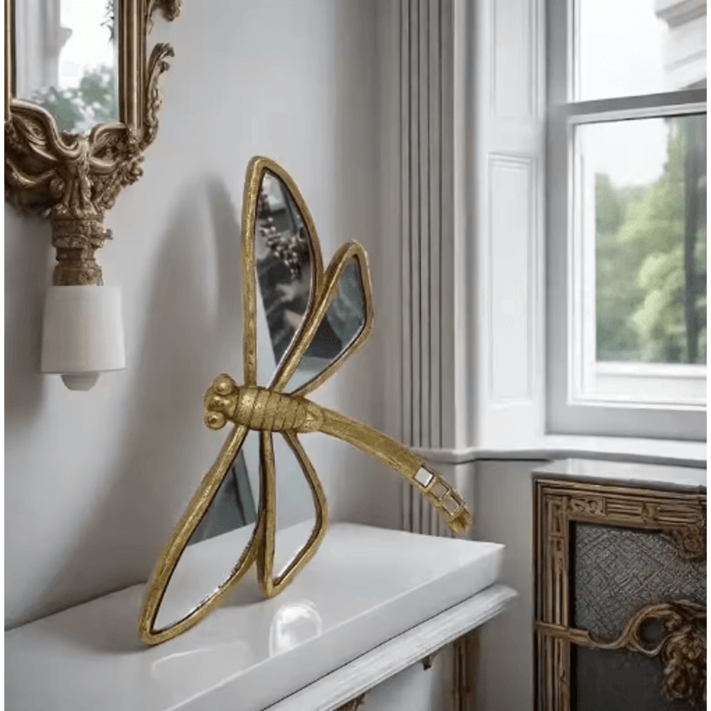 Vintage Dragonfly Resin Wall Art Decorative Mirror Accent For Home 8