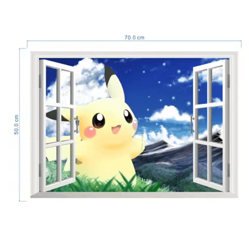 Pikachu Cartoon Wall Sticker Cute Anime Kids Room Vinyl Decal 2