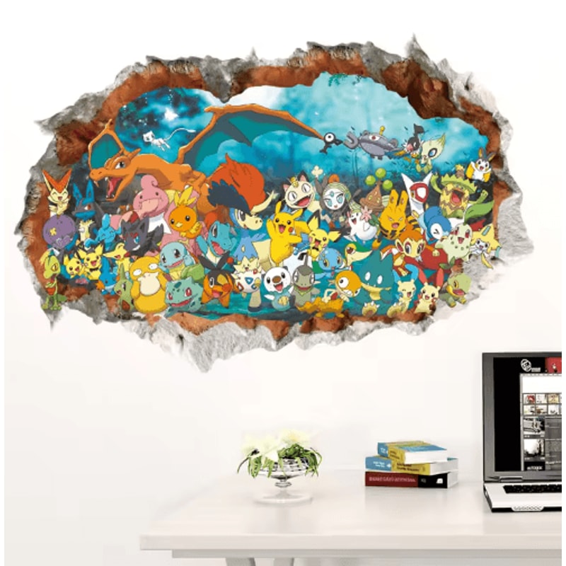 Pikachu Cartoon Wall Sticker Cute Anime Kids Room Vinyl Decal 3