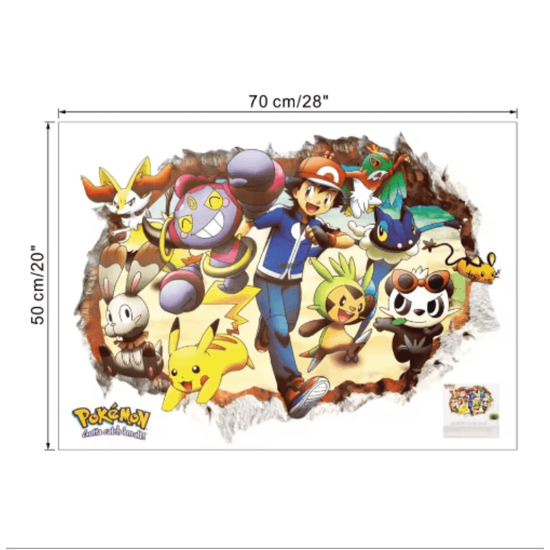 Pikachu Cartoon Wall Sticker Cute Anime Kids Room Vinyl Decal 4