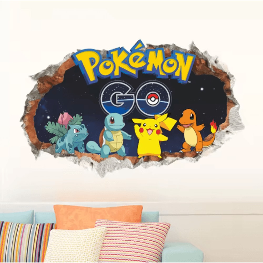 Pikachu Cartoon Wall Sticker Cute Anime Kids Room Vinyl Decal 16