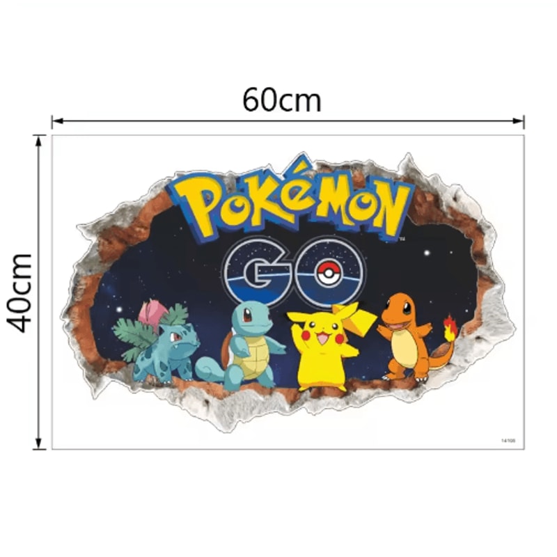 Pikachu Cartoon Wall Sticker Cute Anime Kids Room Vinyl Decal 8