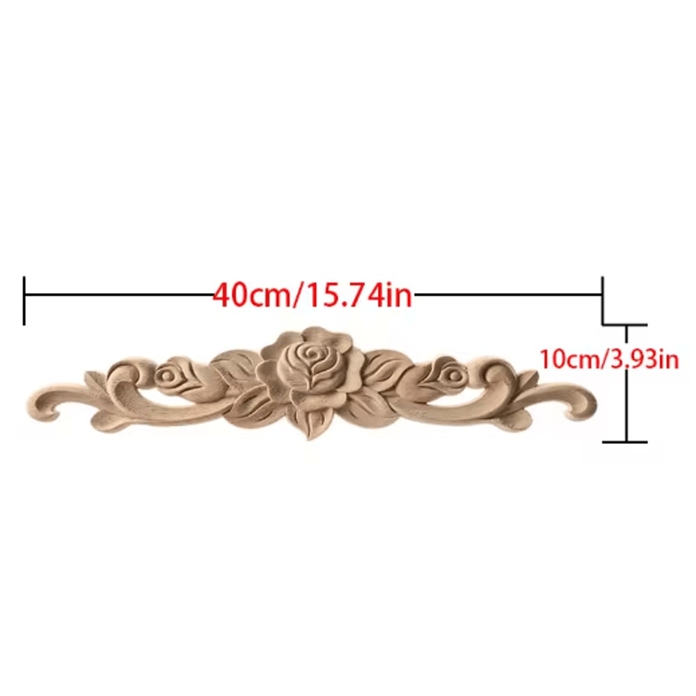 Unpainted Wood Carving Corner Strip Decorative Furniture Applique Trim 5