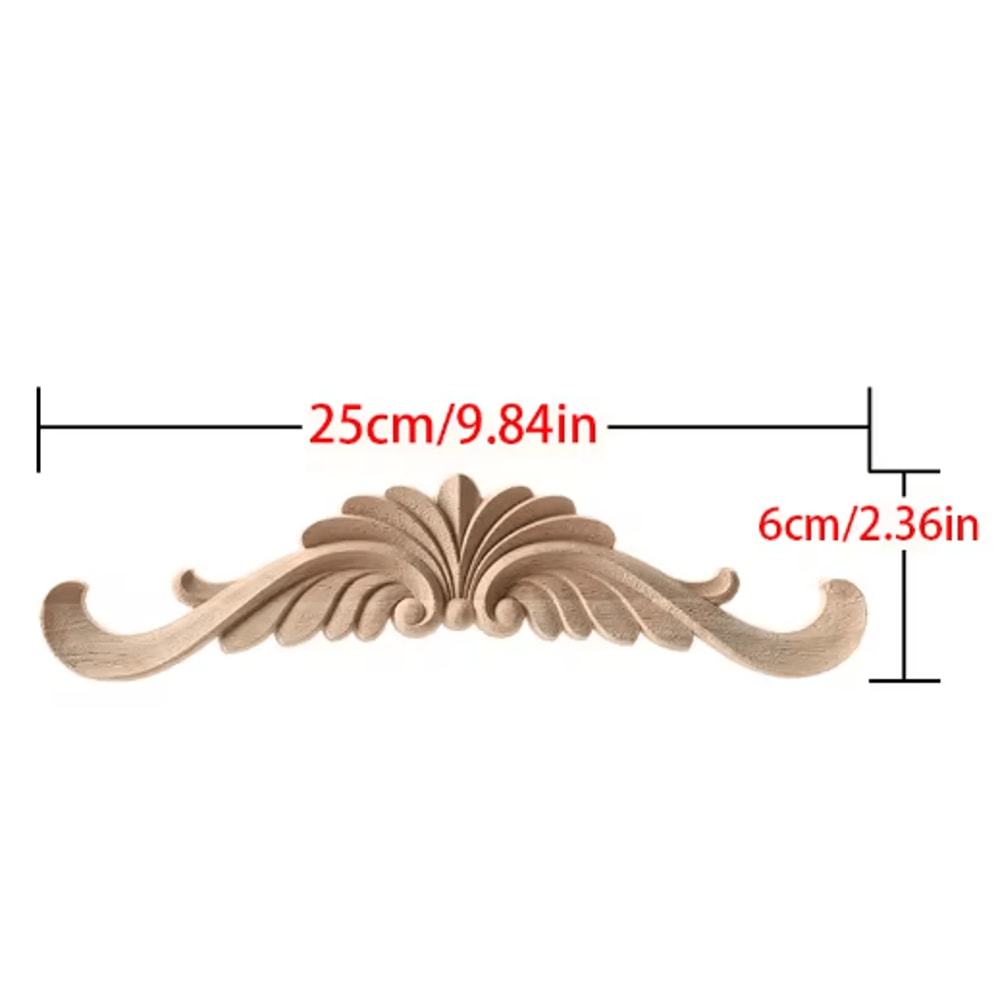 Unpainted Wood Carving Corner Strip Decorative Furniture Applique Trim 27