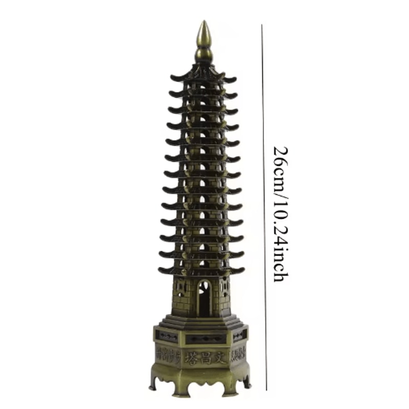 Feng Shui Wenchang Pagoda Statue Zinc Alloy Chinese Tower Decor For Home Office 2