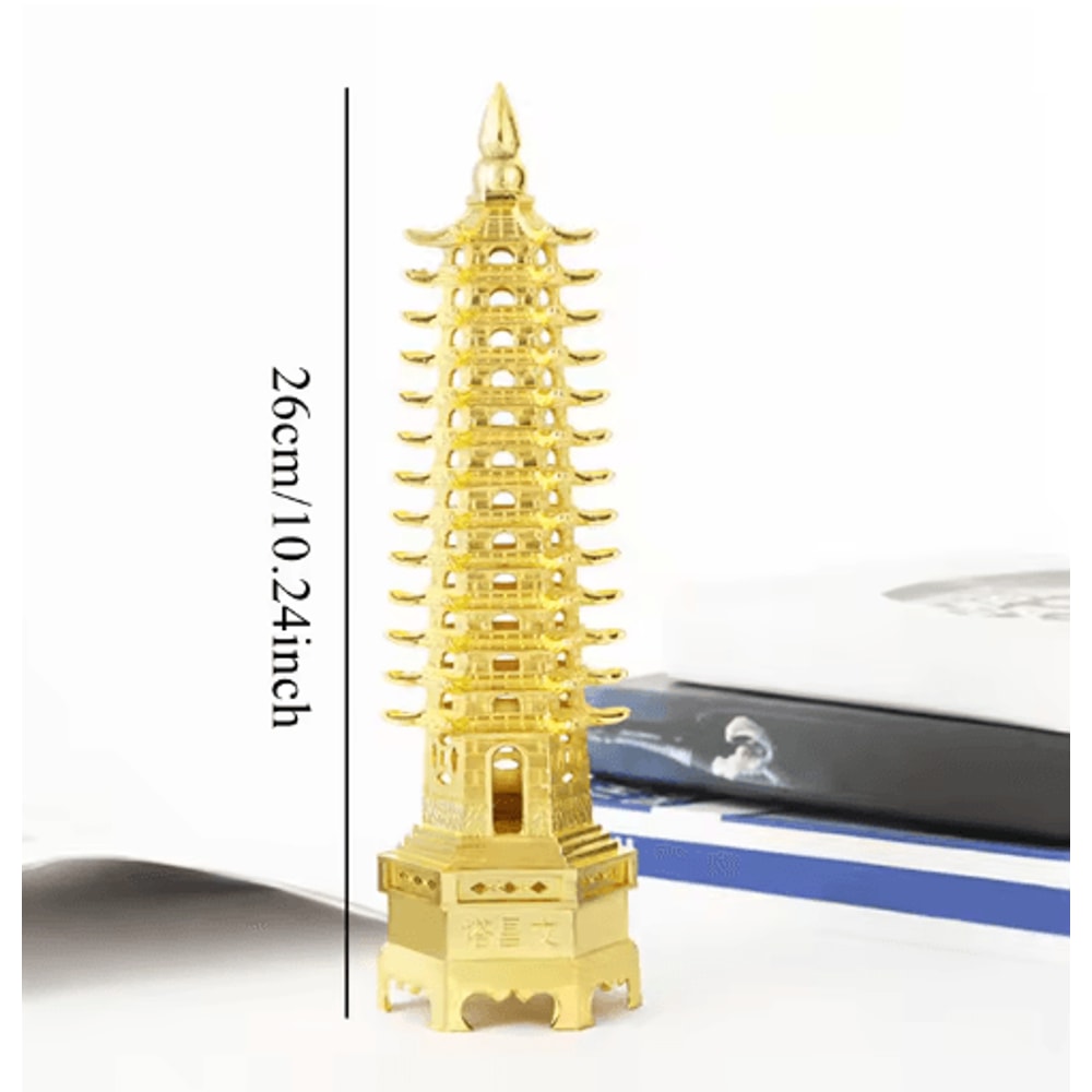 Feng Shui Wenchang Pagoda Statue Zinc Alloy Chinese Tower Decor For Home Office 3