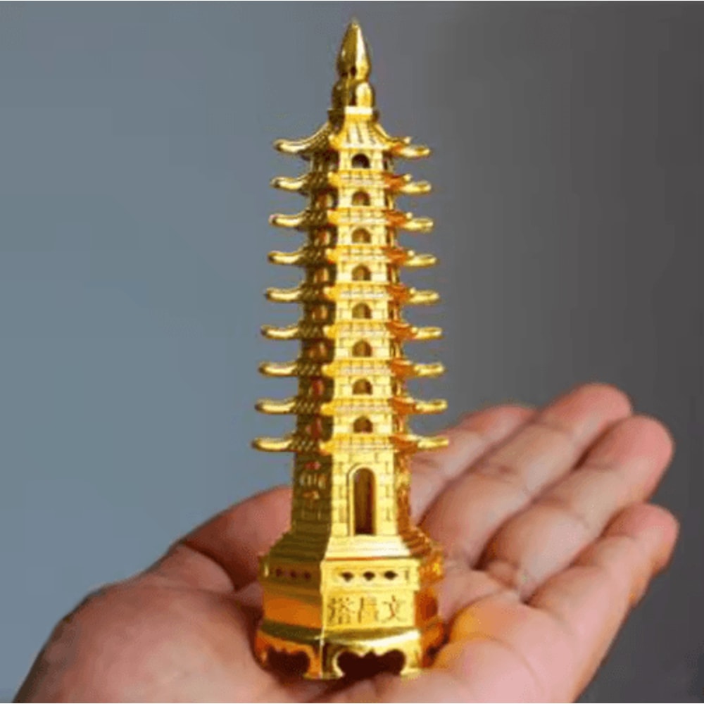 Feng Shui Wenchang Pagoda Statue Zinc Alloy Chinese Tower Decor For Home Office 0