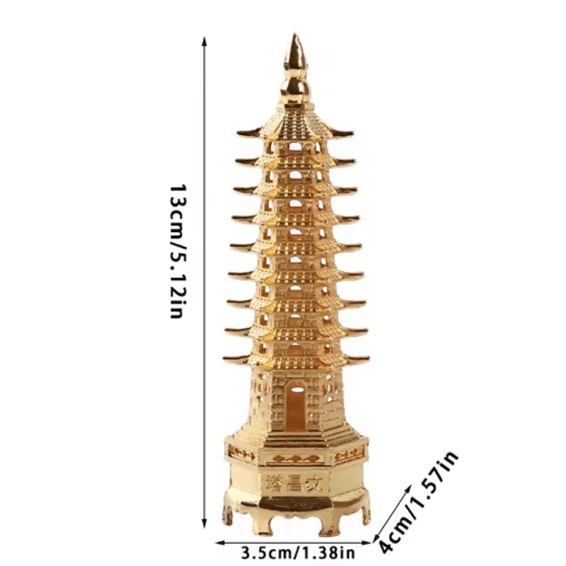 Feng Shui Wenchang Pagoda Statue Zinc Alloy Chinese Tower Decor For Home Office 5