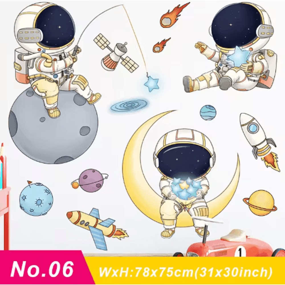 Astronaut Wall Stickers Space Nursery Wall Decals For Kids Room Decor 1