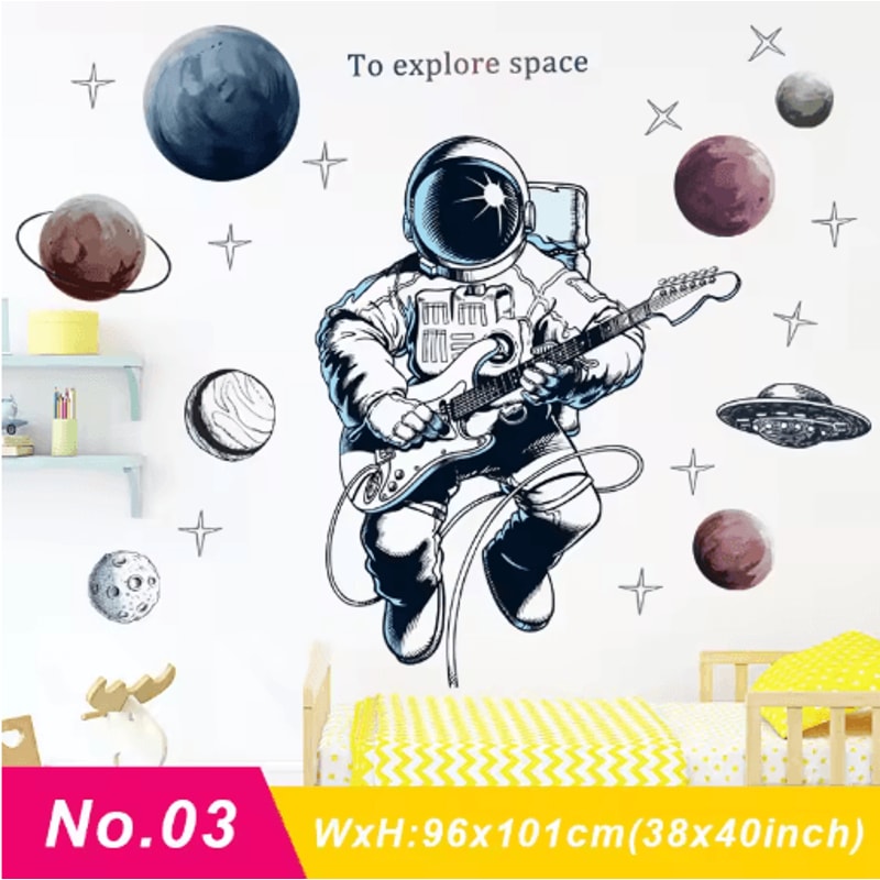 Astronaut Wall Stickers Space Nursery Wall Decals For Kids Room Decor 2