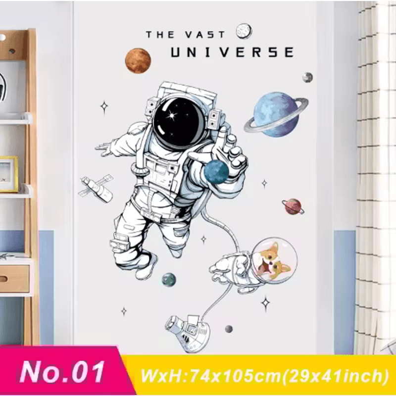 Astronaut Wall Stickers Space Nursery Wall Decals For Kids Room Decor 3