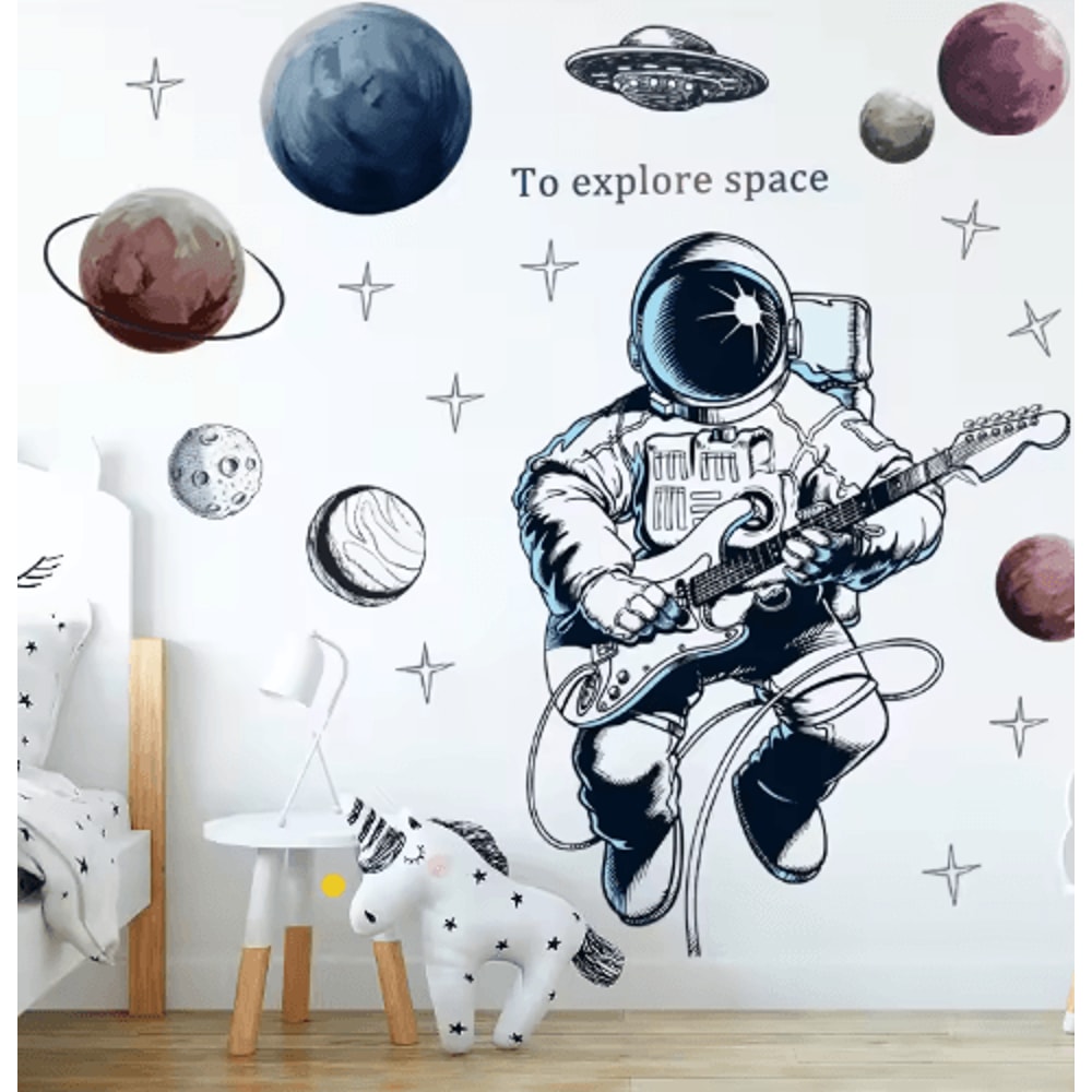 Astronaut Wall Stickers Space Nursery Wall Decals For Kids Room Decor 6