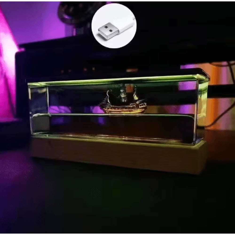 Black Pearl Liquid Motion Ship Bottle Floating Titanic Desk Decor Ornament 2