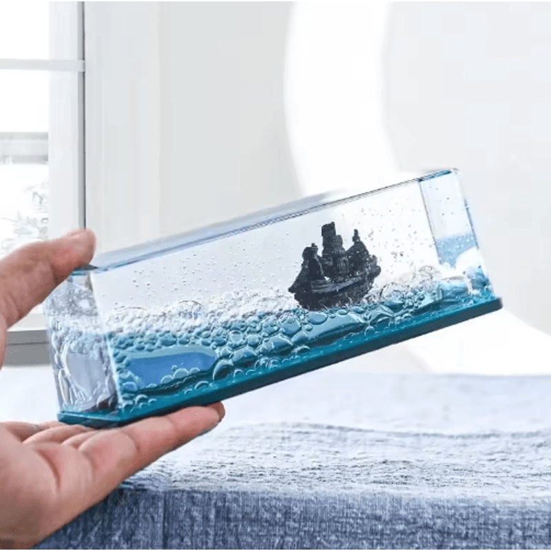 Black Pearl Liquid Motion Ship Bottle Floating Titanic Desk Decor Ornament 7
