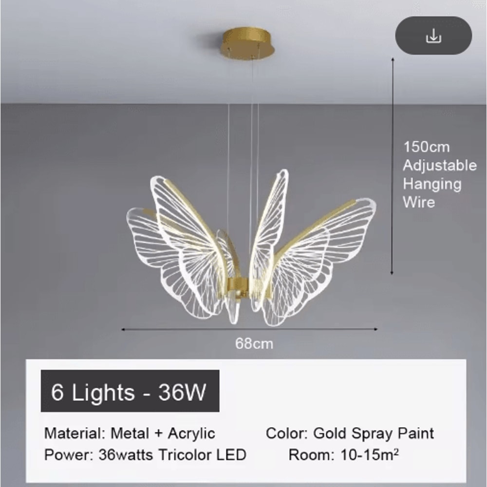 Butterfly Acrylic Chandelier Minimalist Hanging Light For Living Room Kitchen 1