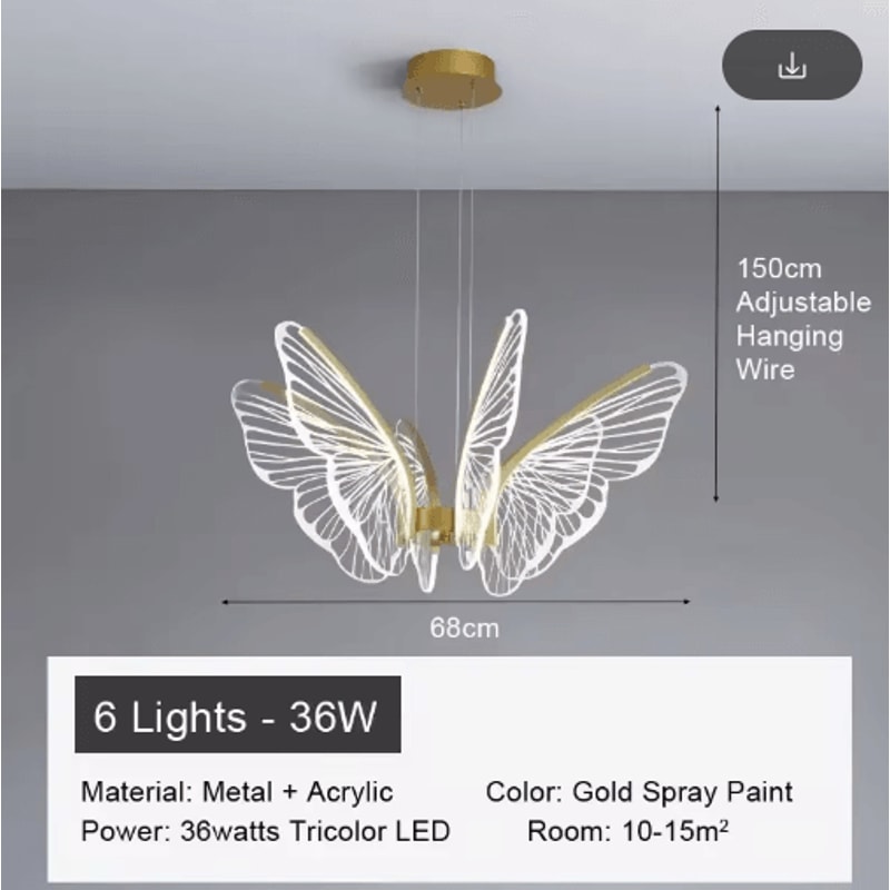 Butterfly Acrylic Chandelier Minimalist Hanging Light For Living Room Kitchen 1
