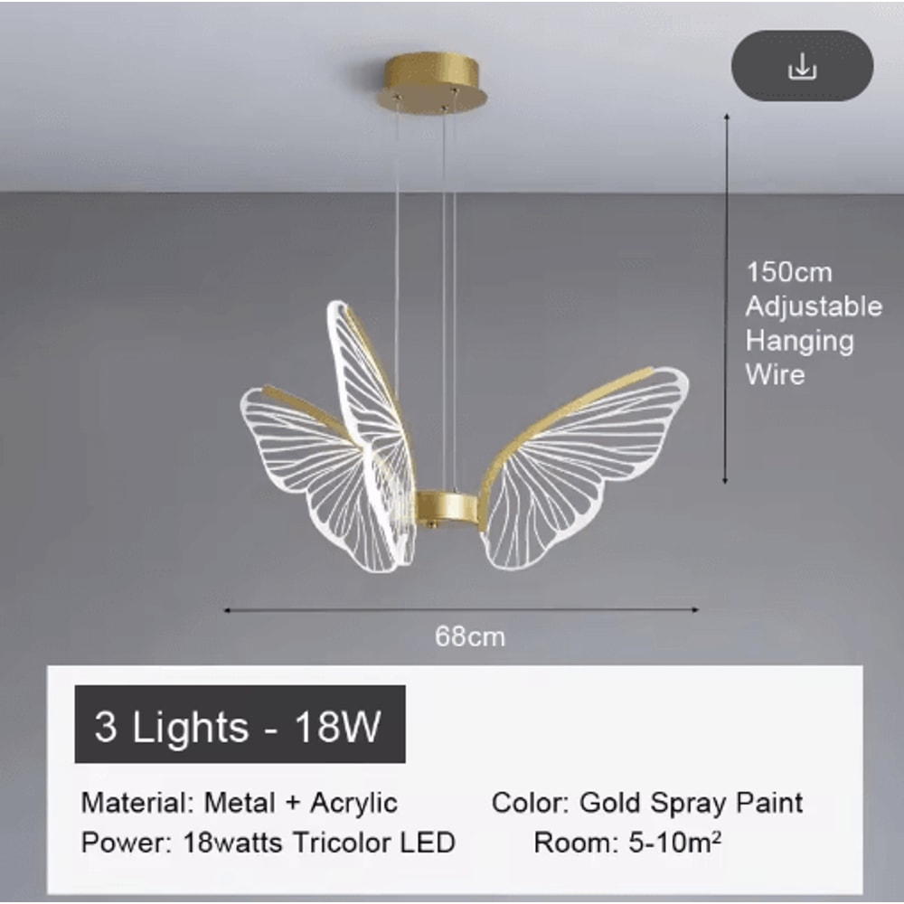 Butterfly Acrylic Chandelier Minimalist Hanging Light For Living Room Kitchen 2