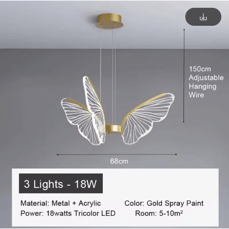 Butterfly Acrylic Chandelier Minimalist Hanging Light For Living Room Kitchen 2