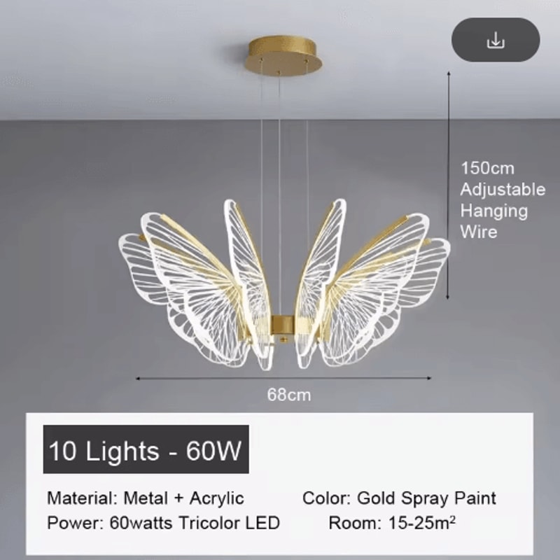 Butterfly Acrylic Chandelier Minimalist Hanging Light For Living Room Kitchen 4