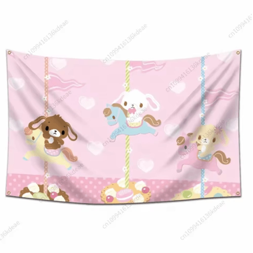 Kawaii Sugarbunnies Cartoon Tapestry Cute Aesthetic Wall Hanging Decor 1