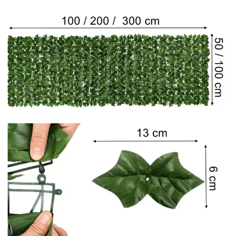 Artificial Ivy Hedge Fence Panel Faux Leaf Privacy Screen For Balcony Garden 12