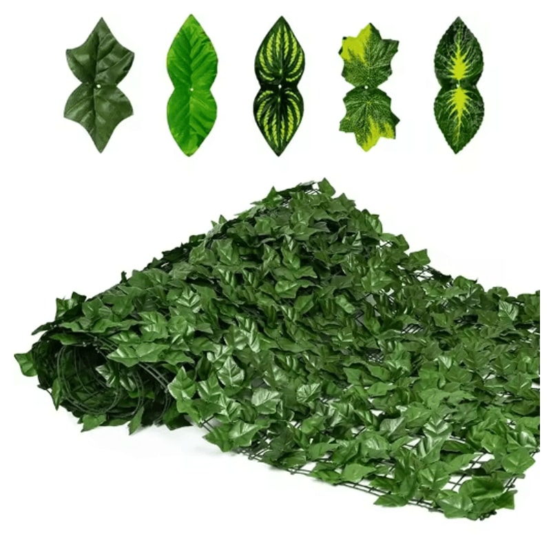 Artificial Ivy Hedge Fence Panel Faux Leaf Privacy Screen For Balcony Garden 0