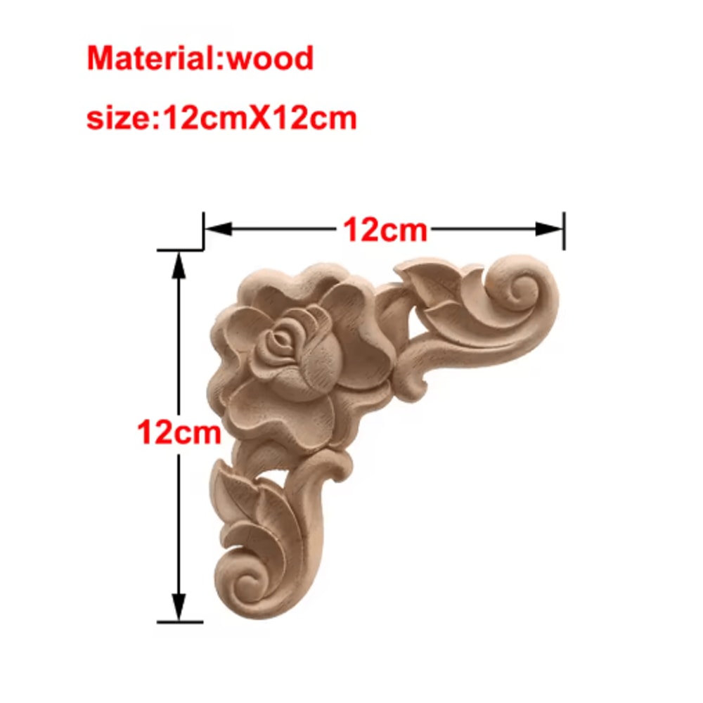 European Wooden Rose Applique Hand Carved Furniture Cabinet Decor Accent 1
